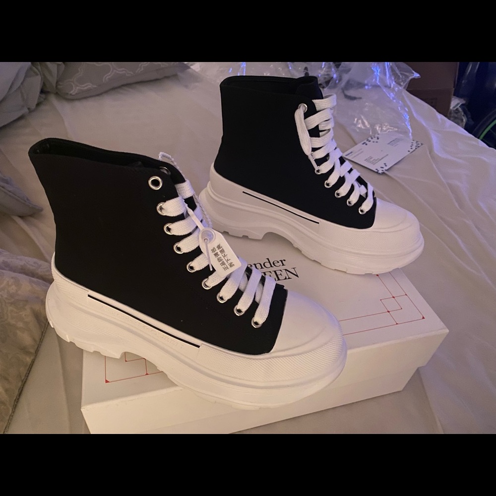 Alexander McQueen boots black n white